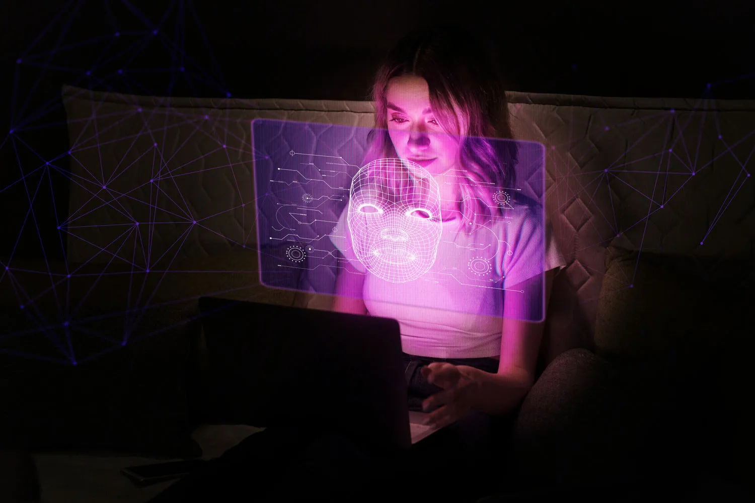 Person in purple AI visualization